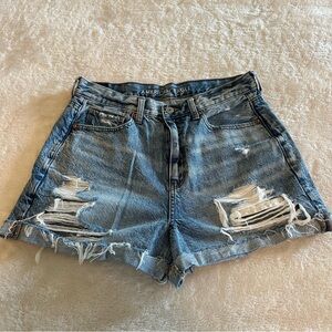 American Eagle Outfitters High Rise Distressed Mom Shorts